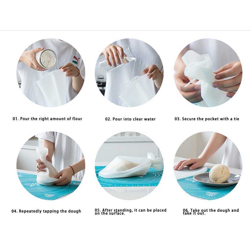 Kithen Silicone Dough Flour Kneading Mixing Bag Reusable Cooking Pastry Tools Flour Kneading Bags Bakeware Kitchen Tools