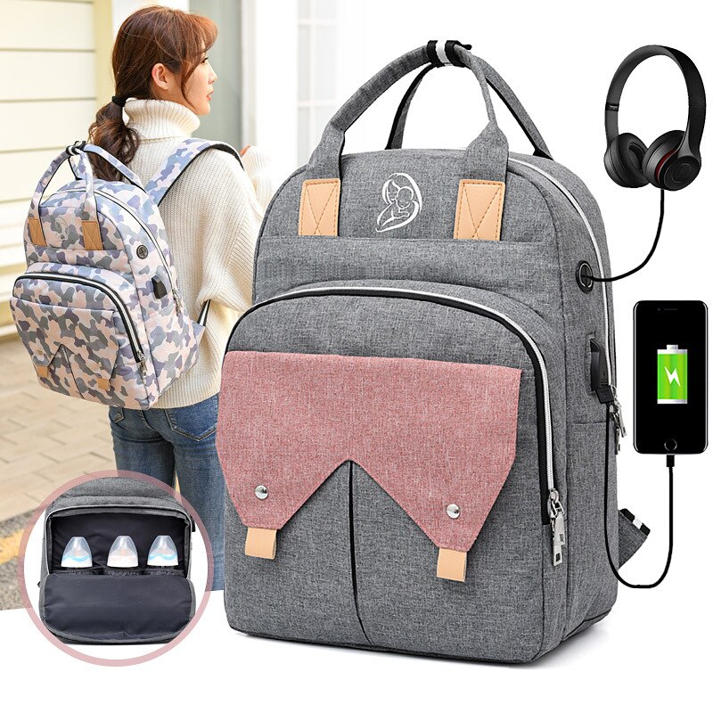 Neue Stil frauen Mama und Baby Pflege Mommy Bag Multi-funktionale Licht Rucksack Große Kapazität Hand windel Tasche