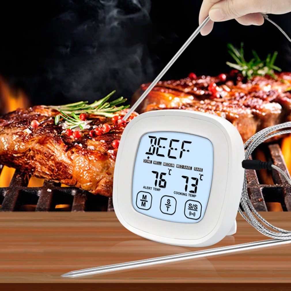 Food Thermometer Waterproof Touch Screen Timer Kitchen Electronic Thermometer Baking BBQ Meat Thermometer