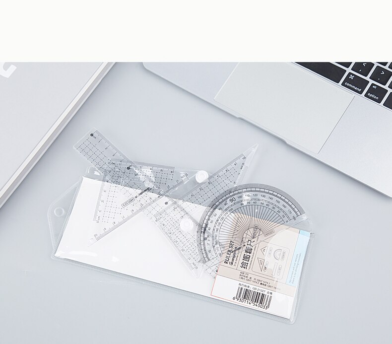 4Pcs/Set Ins Stationery Ruler Mathematical Set Plastic Straight Triangular Ruler For School Accessories Supplies Drawing