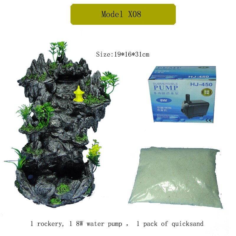 Aquarium Quicksand Waterfall DIY Simulation Rockery Package Fish Tank Landscaping: X08-1