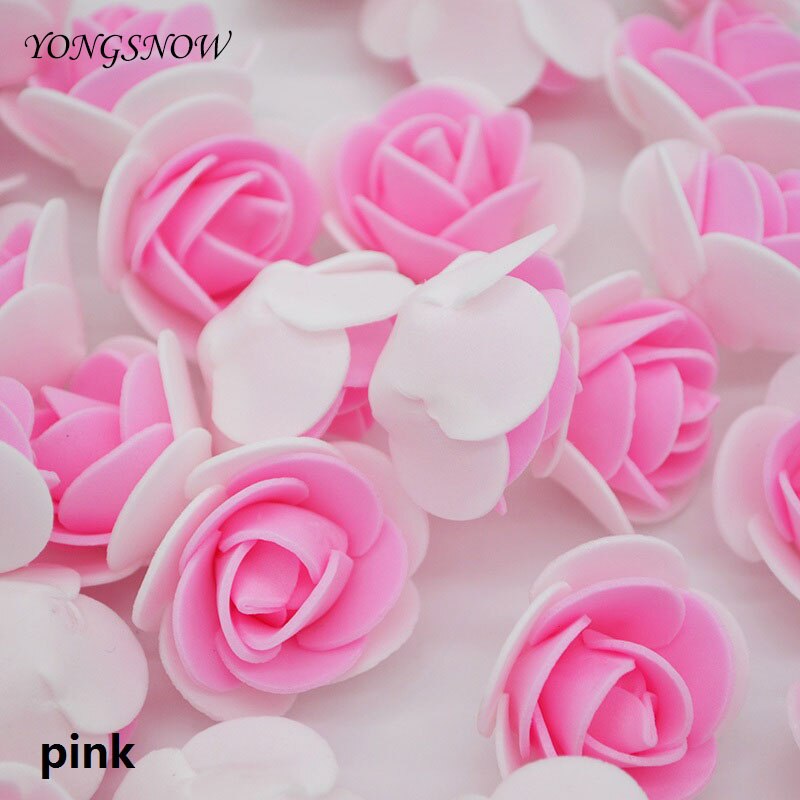 50 teile/los DIY Handarbeit Schaum Blumen 3,5 cm Rose Blume Kopf Künstliche PE Schaum Rose Hochzeit Dekoration Scrapbooking Handwerk: Rosa