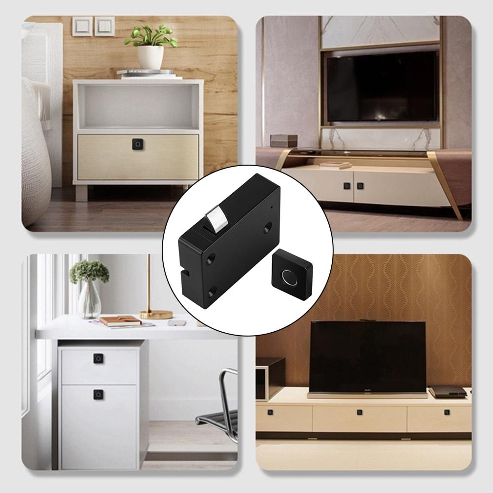 1Set Anti Theft Automatic Fingerprint Lock PC Aluminum USB Intelligent Electronic Lock for Drawer Cabinet Furniture