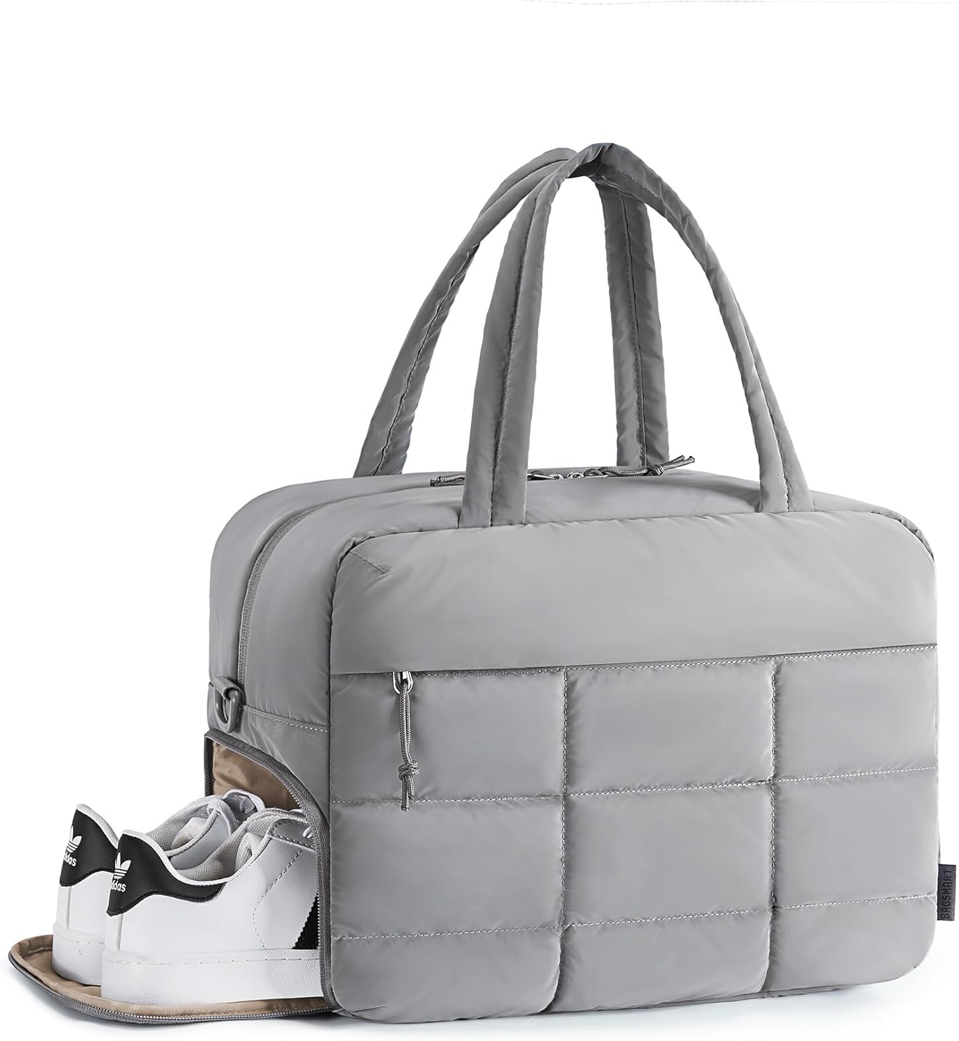 BAGSMART Reise-Seesack, kleine Sporttasche, Puffer-Tragetasche, Weekender-Taschen für Damen, zum Tragen über Nacht, persönlicher Gegenstand, Reisetasche für Reisen: Grau