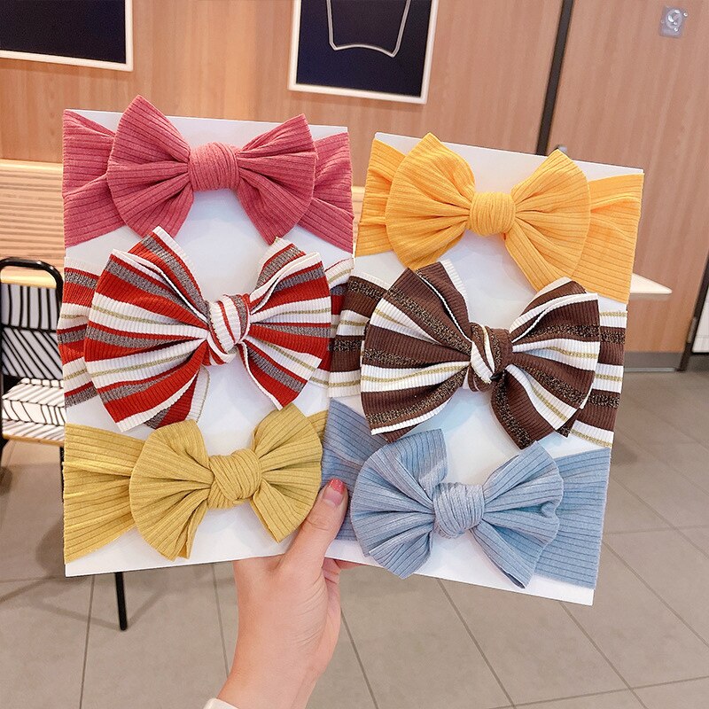 3 Pcs/Set Striped Newborn Baby Headbands Solid Color Soft Elastic Baby Hairbands Headwear Baby Hair Accessories