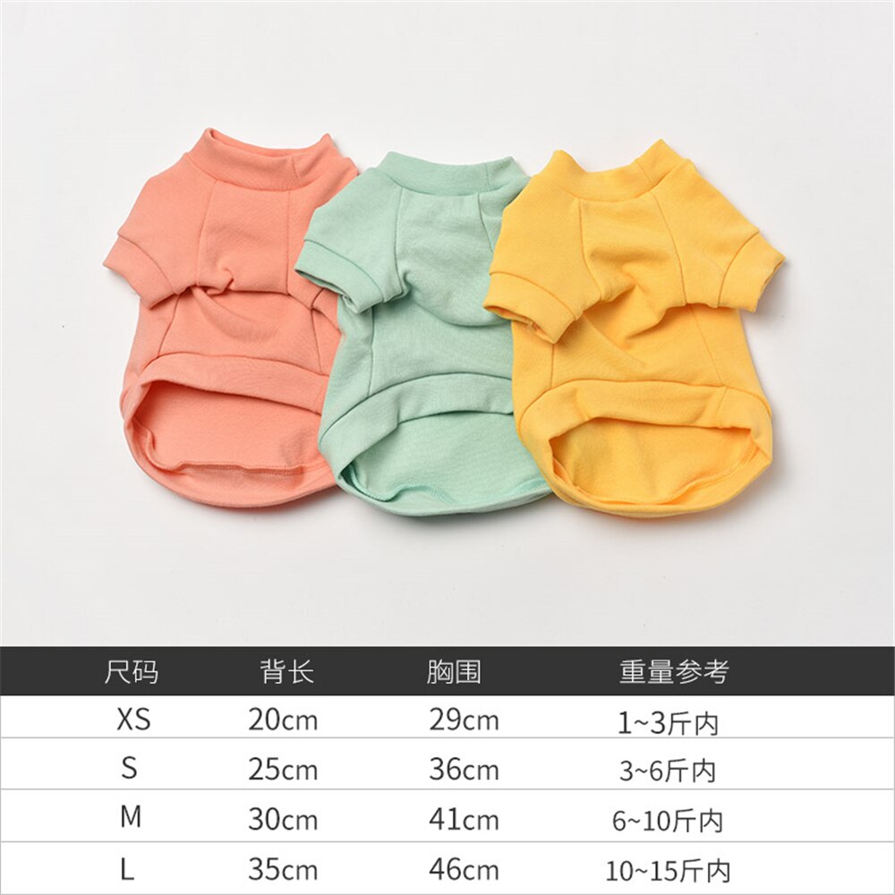 Pet Cat Clothes Simple Solid Color Warm Cat Vest Soft Pure Cotton Cat Shirt Suitable For Small Cat Coat
