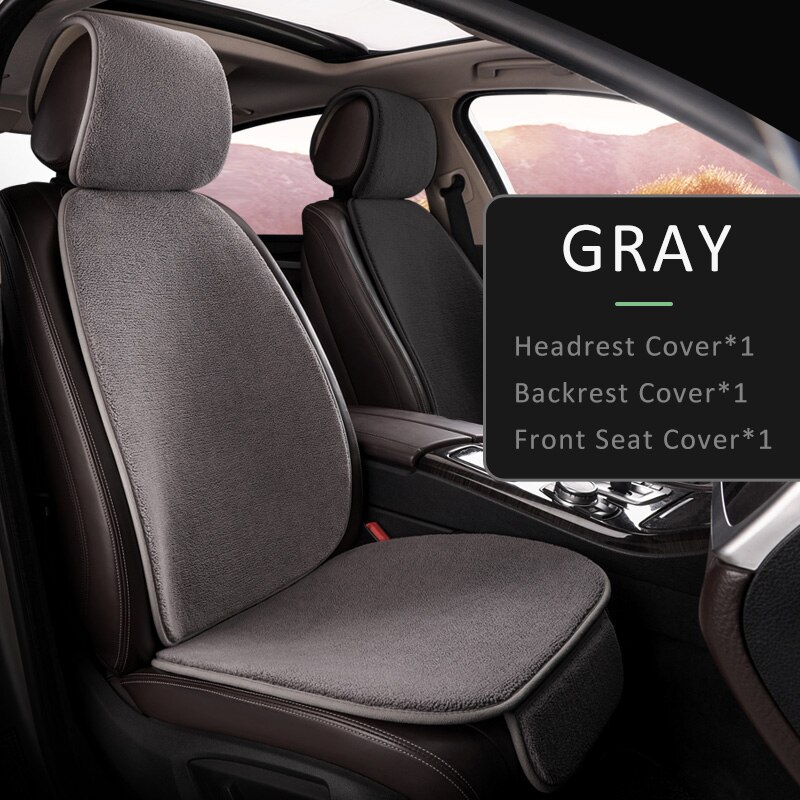 Karcle Car Seat Cover Set Backrest Headrest Cover Protector Polar Fleece Back Pad Mat Universal for Auto Interior Truck SUV: gray-3pcs