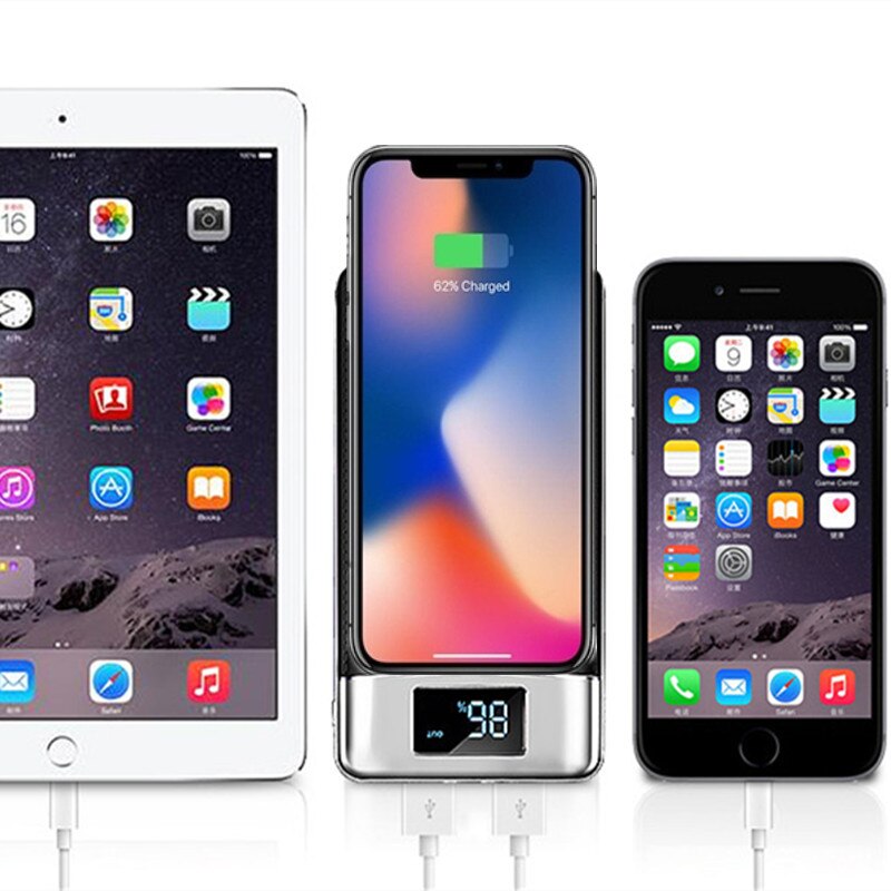 50000Mah Power Bank Externe Batterij Bank Ingebouwde Draadloze Oplader Powerbank Draagbare Qi Draadloze Oplader Voor Iphone 8 8Plus Xs