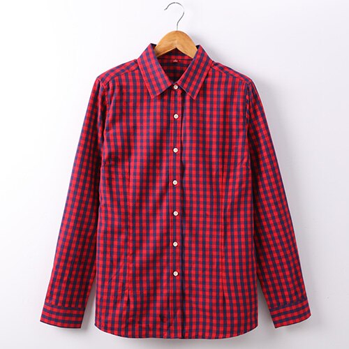 Garemay Frauen Hemden feminin Blusen Baumwolle Plaid Shirt Frauen Lange Hülse Frauen Spitzen Und Blusen Frühling Kleidung Hemd: B142110025 / S