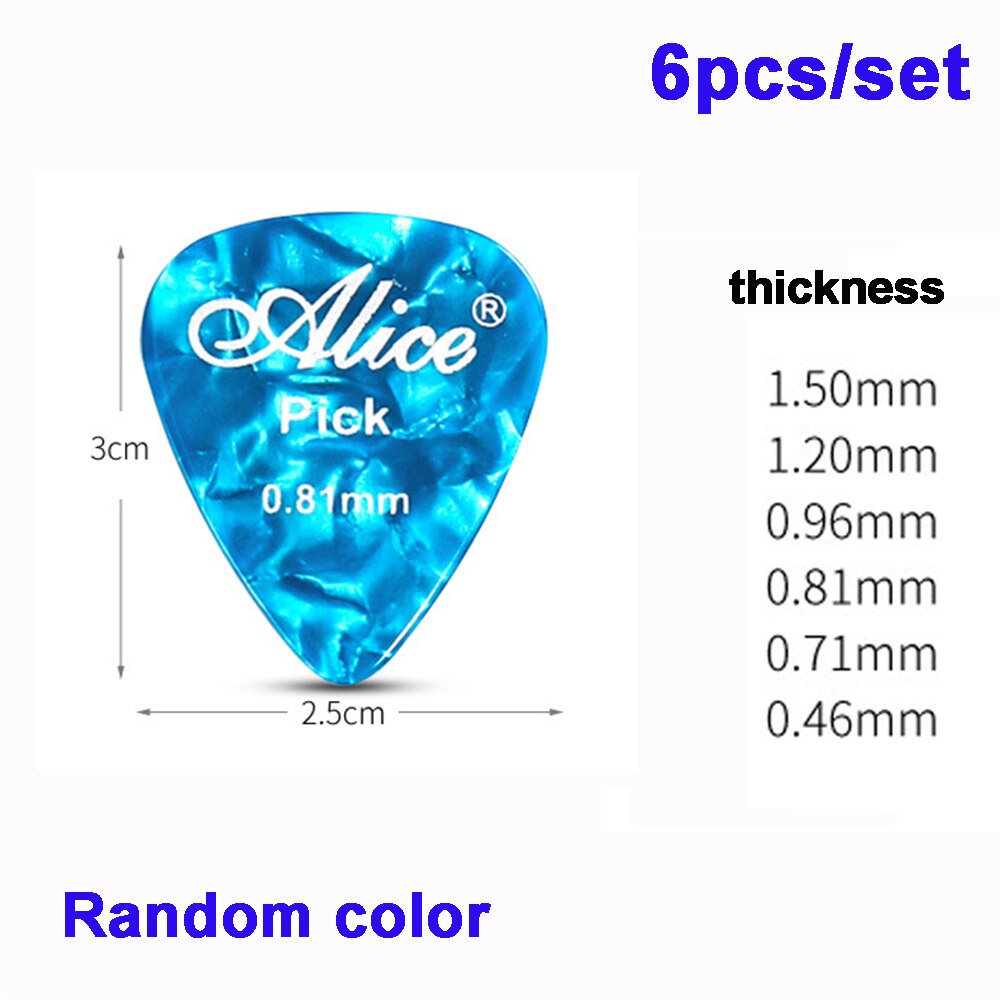 6 stk plektre guitar picks shrapnel alice akustisk elektrisk bas plekter mediator musikinstrument tykkelse mix 0.46-1.5