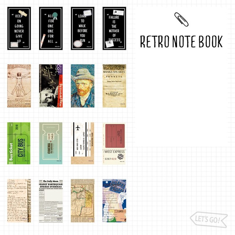 4 Stuks Retro Notebook Memo Pad Set Vintage Note Zwarte Kist Hall Of Fame Bill Historicus Briefpapier Kantoor Schoolbenodigdheden a6303