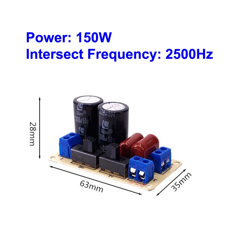 Circuito de filtro de altavoz DIY, 150W, 2 vías, 2500Hz, agudos graves, filtros cruzados de Audio, divisor de frecuencia Hifi para cine en casa, 2 uds.