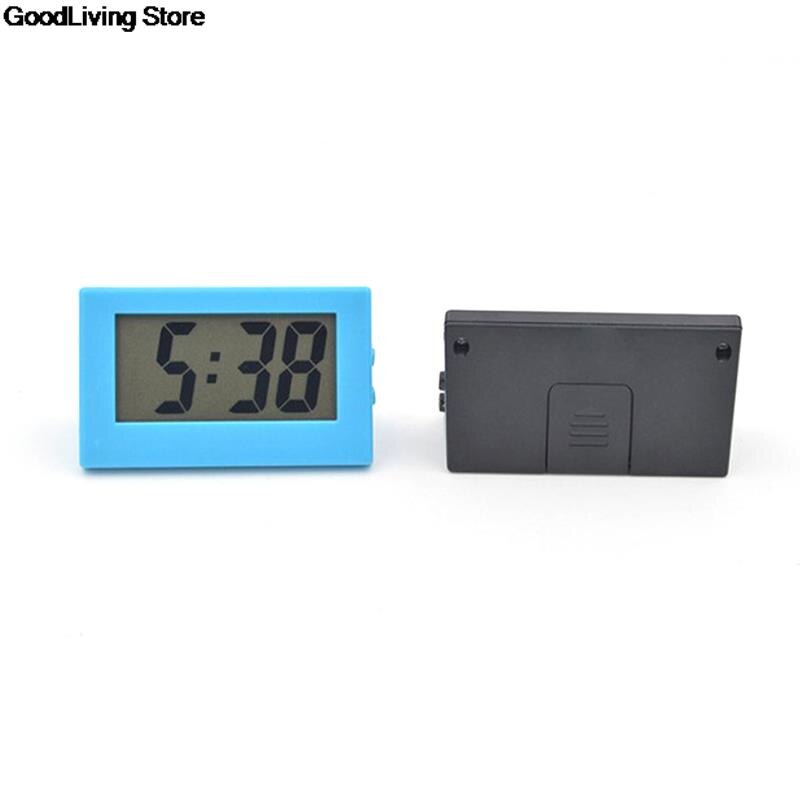 1PC Desk Digital Clock Lcd Screen Self-adhesive Bracket Car Clock Plastic Mini Time Clock Mini Triangle Clock
