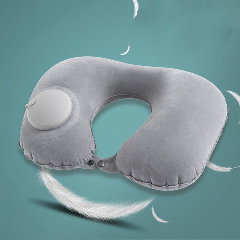 U-Shape Travel Pillow For Airplane Inflatable Neck Pillow Travel Accessories Comfortable Sleep Pillows: 02Grey