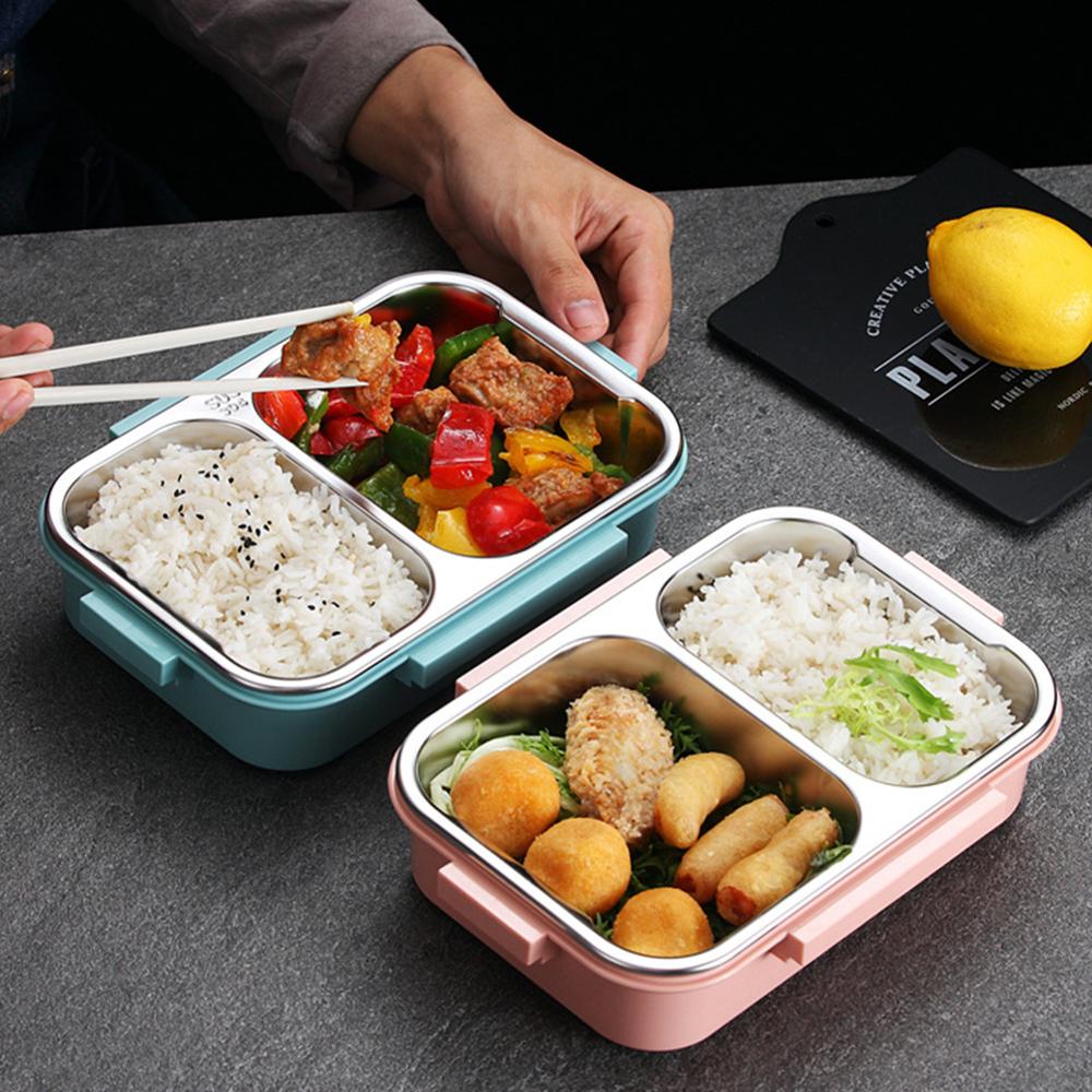 Draagbare 304 Rvs Lunchbox Met Compartimenten Servies Lunchbox Voor Kids Microwavable 40DC18