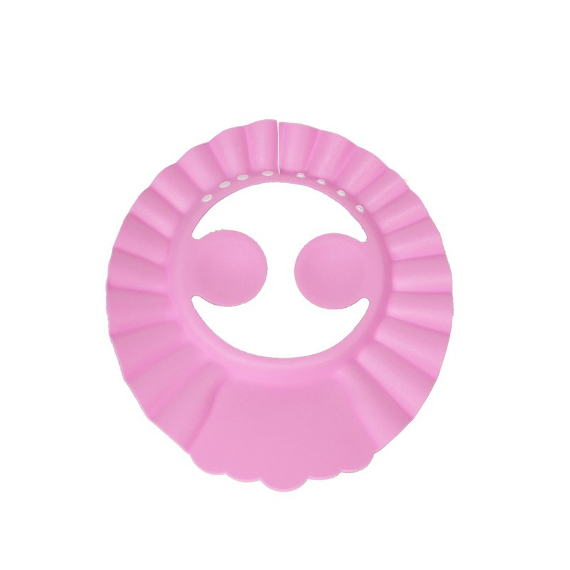 Badschampo mössa öronskydd barn dusch mössa baby bad tjockare skydd mössa säkerhet mjuk topp baby mössa justerbar: Rosa