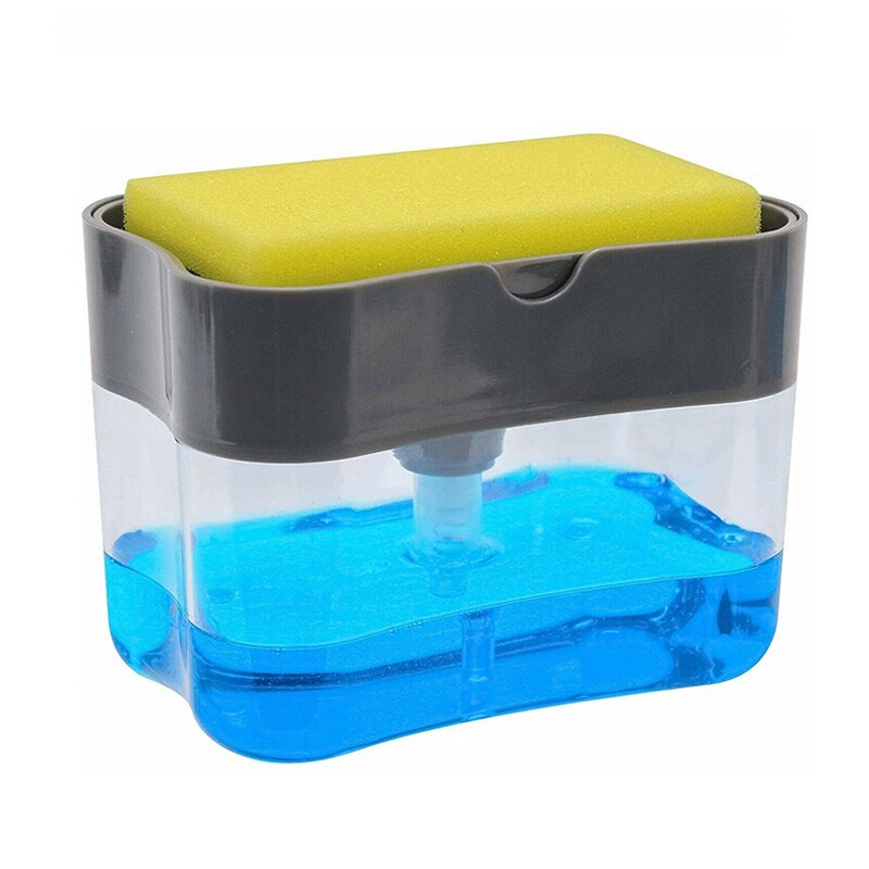 Keuken Zeepdispenser Met Spons Doos Voor Automatische Spons Scrubber Plastic Afwasmiddel Wasmiddel Spons Rack Opslag: gray