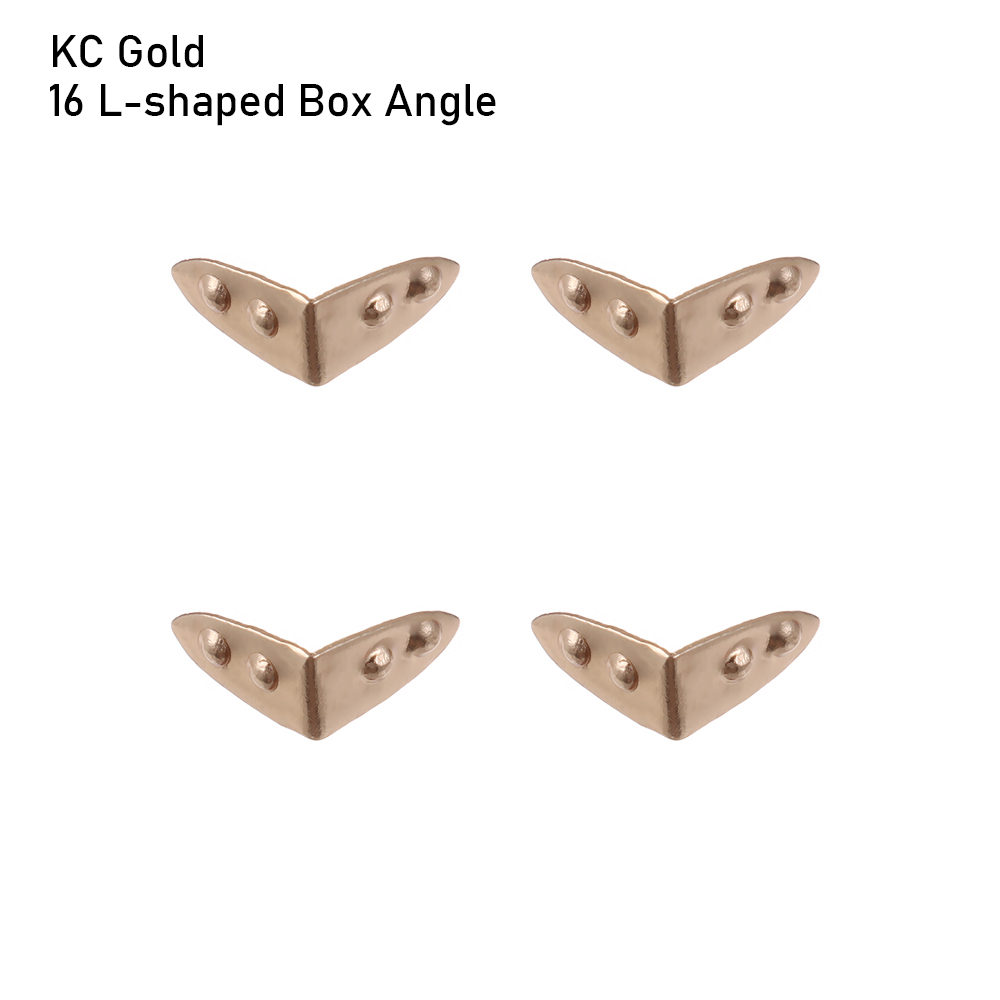4 pçs/set mini artesanato de metal diy manual boneca sacos mala caixa peças caso protetor canto bagagem tronco caixa bloqueio acessórios: KC Gold L-shaped