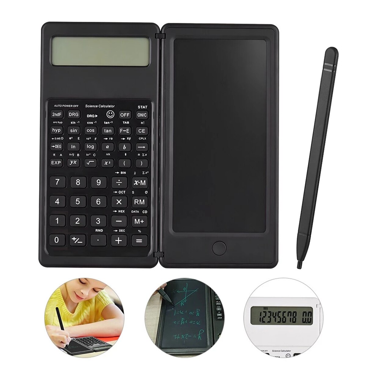 Smart Calculator Foldable Calculator With 6 Inch LCD Tablet Digital Drawing Pad Stylus Pen Erase Button Lock Function