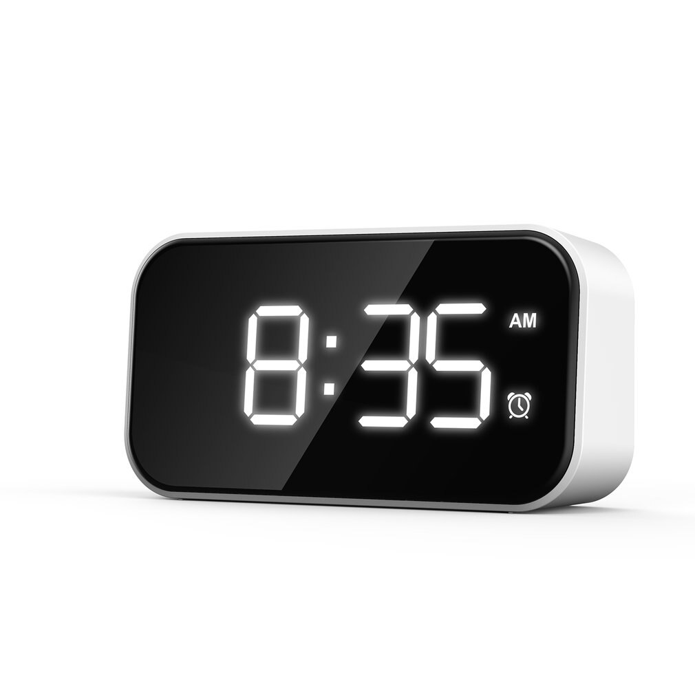 Black Background Electronic Alarm Clock Without Battery LED Screen Digital Alarm Clock Kitchen Office Clock: white
