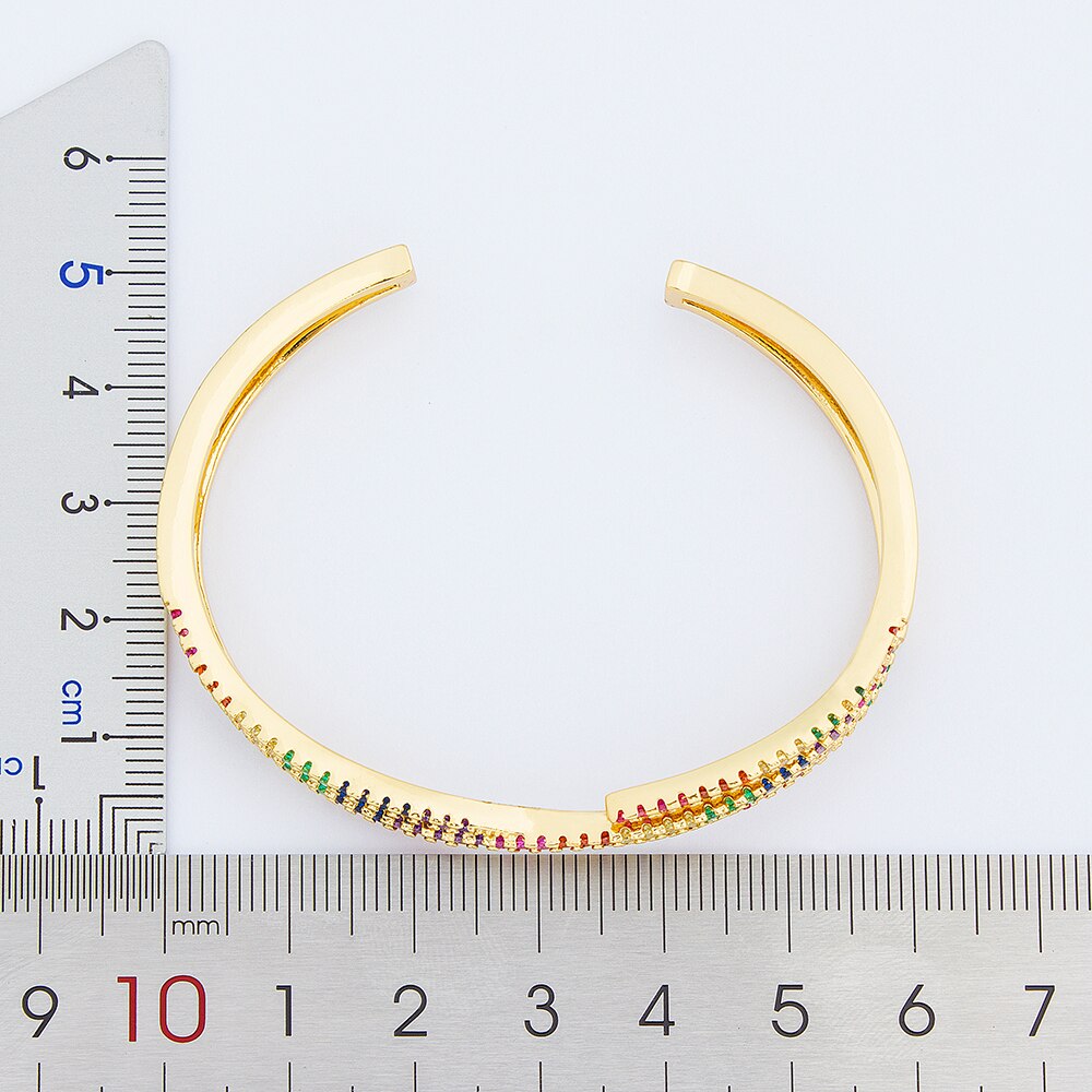 neue Luxus Manschette Armbänder für Frauen Bunte Strass Öffnen Armreifen fein Schmuck Beste Party Hochzeit