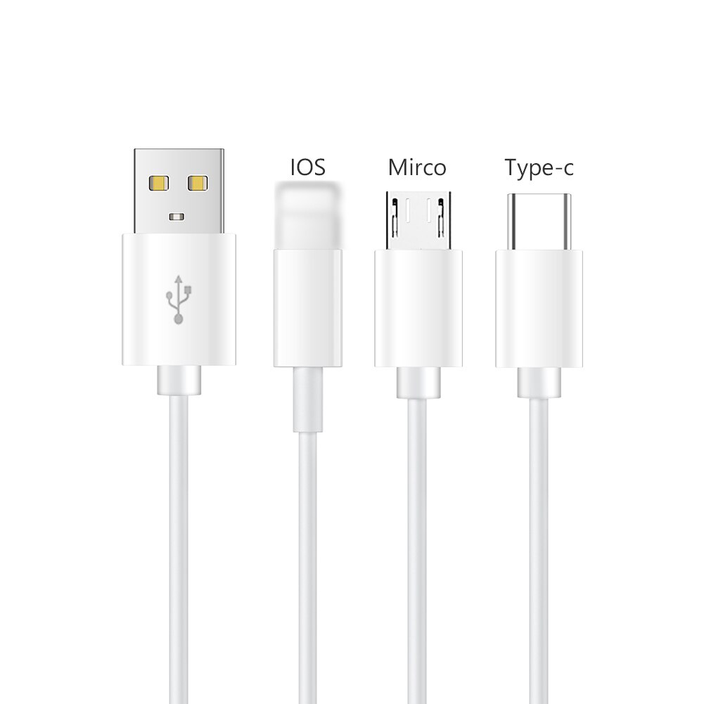 Cable USB de carga rápida de , Cable USB blanco de 3M, Extra largo para datos recargables Micro Lightning tipo C para iPhone, Huawei, Samsung