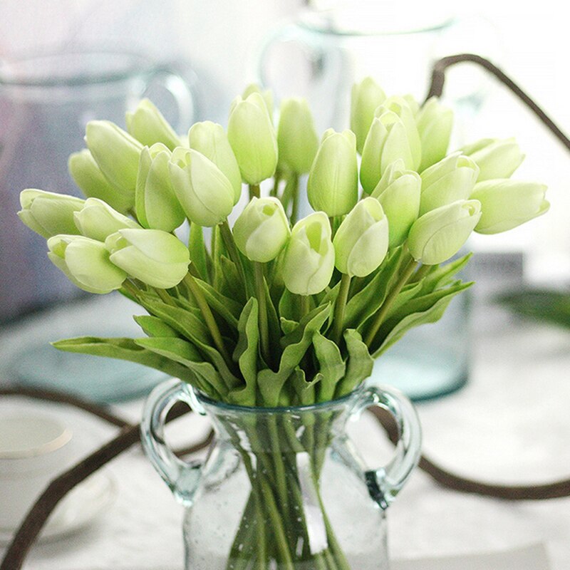 Kunstmatige Tulpen Bloemen Huis Tuin Decoratie Real Touch Bloem Boeket Verjaardagsfeestje Bruiloft Decoratie Nep Bloem: green