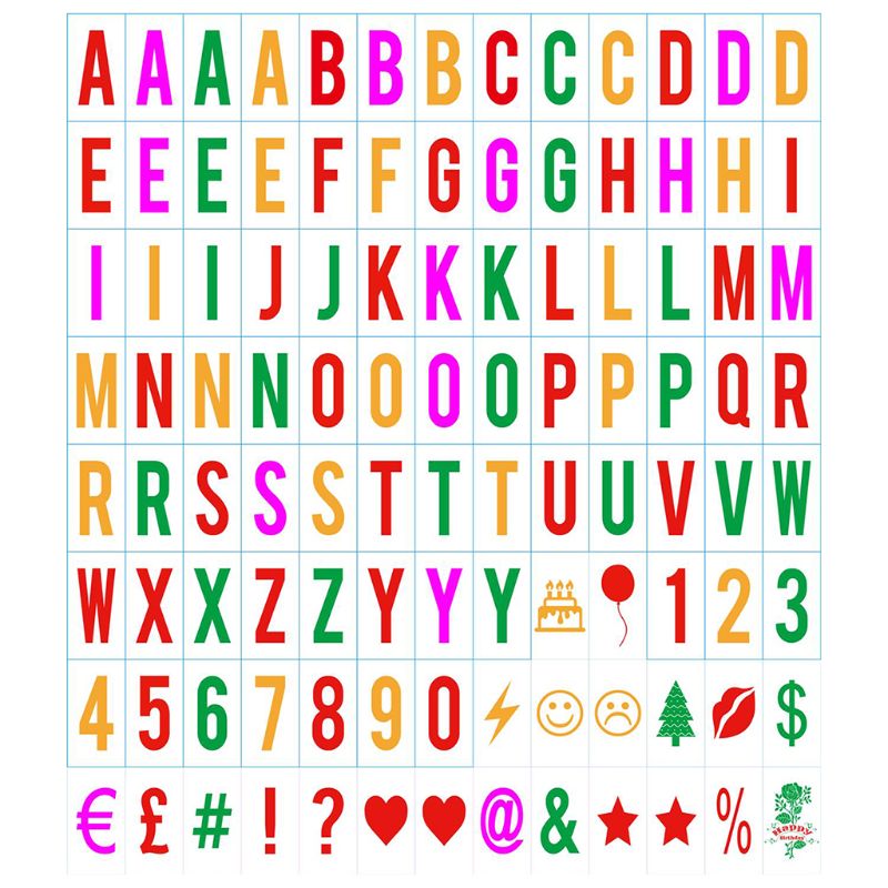 LED-Leuchtkasten, Buchstaben, Zahlen, Karten, DIY, Kino, Leuchtkasten, Symbole: Orange