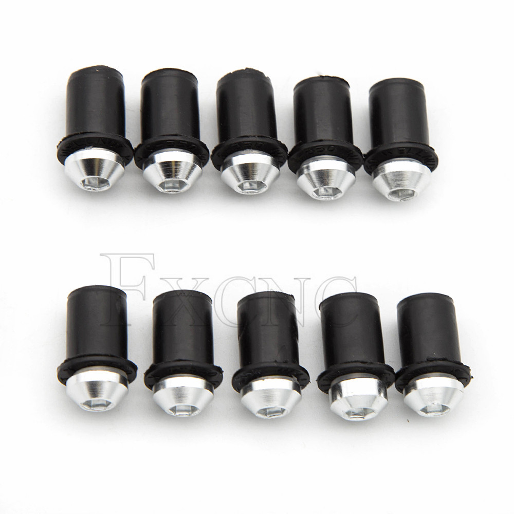 10 Uds. Tuercas universales de goma para motocicleta de 5mm/0,20 pulgadas, carenado de parabrisas, tornillos de aluminio anodizado para Moto