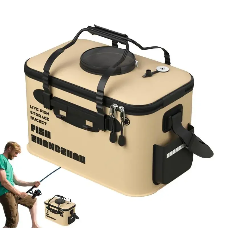 12L-27L Emmer Outdoor Visemmer Opvouwbaar Draagbaar Netto Levende Visemmer EVA Wateremmer voor Wilde Vissen Huishoudelijke Emmer