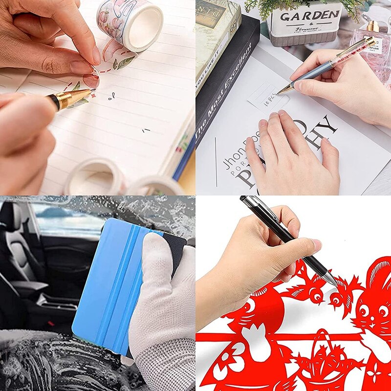 4PCS Precision Pin Pen Set Craft Vinyl Weeding Tools Retractable Air Pin Pen Wrap Installation Kit With 2 Refills