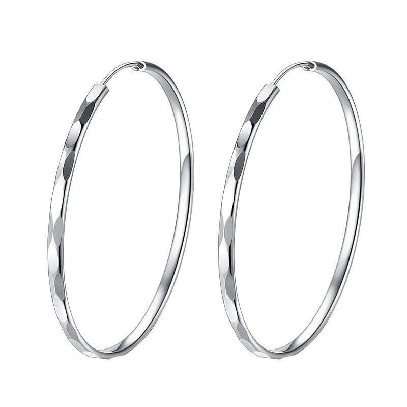 Orecchini in argento Sterling 925 di moda orecchini rotondi 5ccm grandi per regalo di gioielli con ciondoli da donna