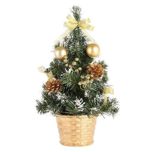 20/30/40Cm Mini Dennenappels Bessen Kerstboom Tafelblad Decor Pijnboom Kerstboom Kerst Decoratie jaar: gold-30cm