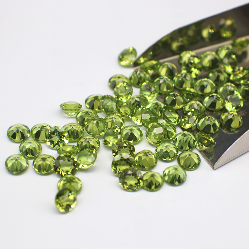 Fabriks naturlig cirkulär olivinperidot ädelsten lösa ädelstenar gör-det-själv-material för smycken