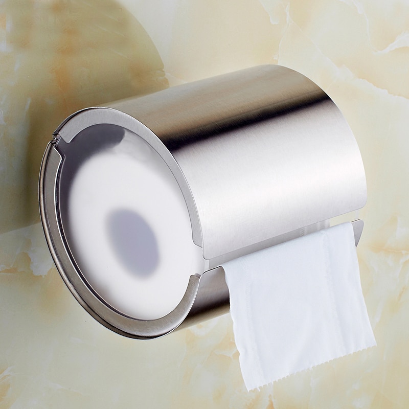Solid 304 Roestvrij Staal Geborsteld Nikkel Wc Toiletrolhouder Toiletpapier Cover Rolhouder SU858