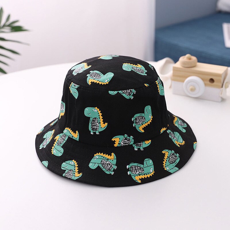 Söt dinosaurie baby hatt vår sommar barn flicka pojke hink keps utomhus barn småbarn fiskare strand solhatt: Svart