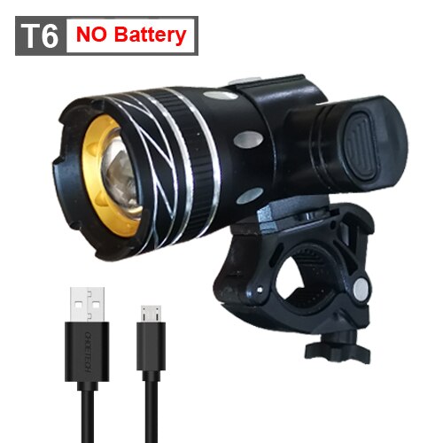 NEWBOLER 800LM Taschenlampe Für Fahrrad T6 Zoom LED Scheinwerfer USB Ladung Fahrrad Front Licht Set Wasserdicht Rücklicht Bike Accessorys: No Battery