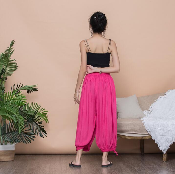 Pantalones de algodón para mujer, pantalón de pierna ancha, cómodo y fino, 8 colores, primavera y verano