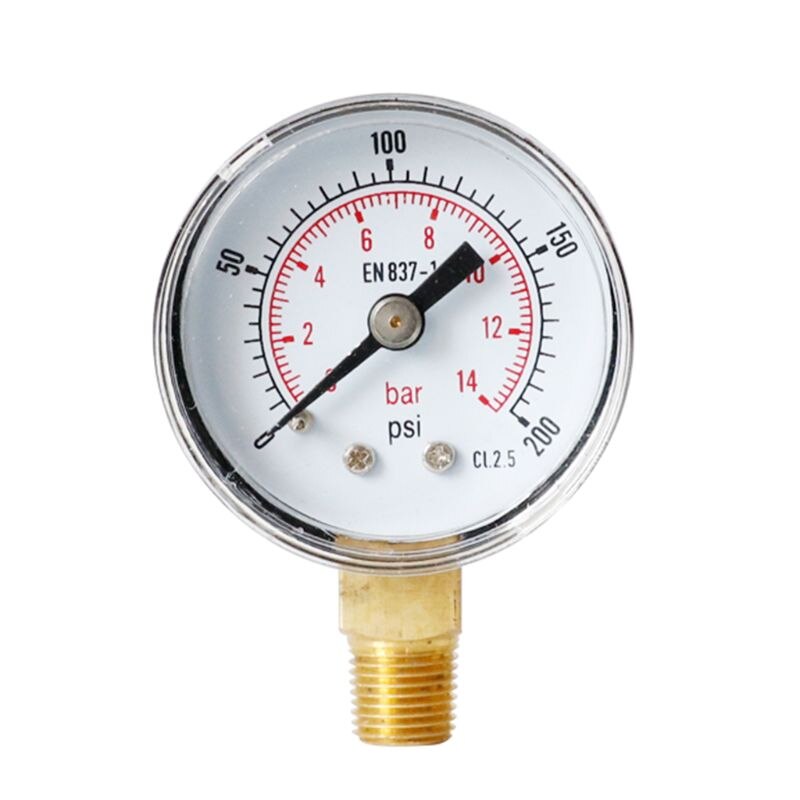 40mm Face Pressure Gauge 1/8" BSPT Bottom Mount 15,30,60.100,160 200, 300 PSI & Bar for Air Gas Water Fuel Liquid.: Blue