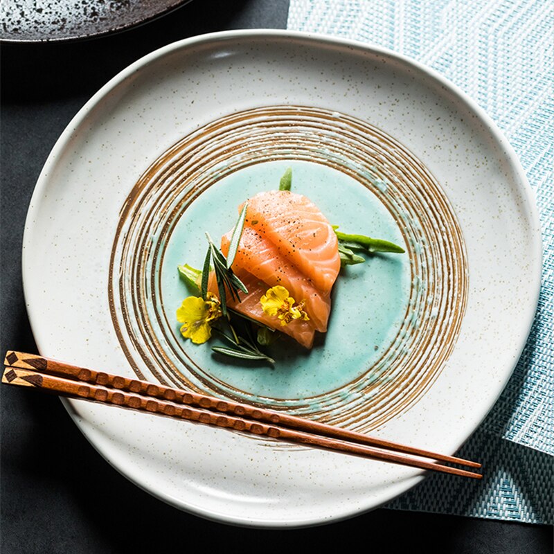 RHE Irregular edges Ceramic plate set Restaurant kitchen home dinner Steak Salad Dim Sum Plate Party porcelain plate