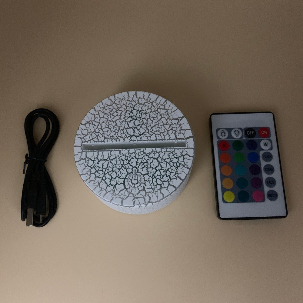 3D Lamp LED Night Light Glow with Remote Crack Base USB Powered Smart Phone Control Alarm Clock Base Bluetooth Base Prize: Glow with remote