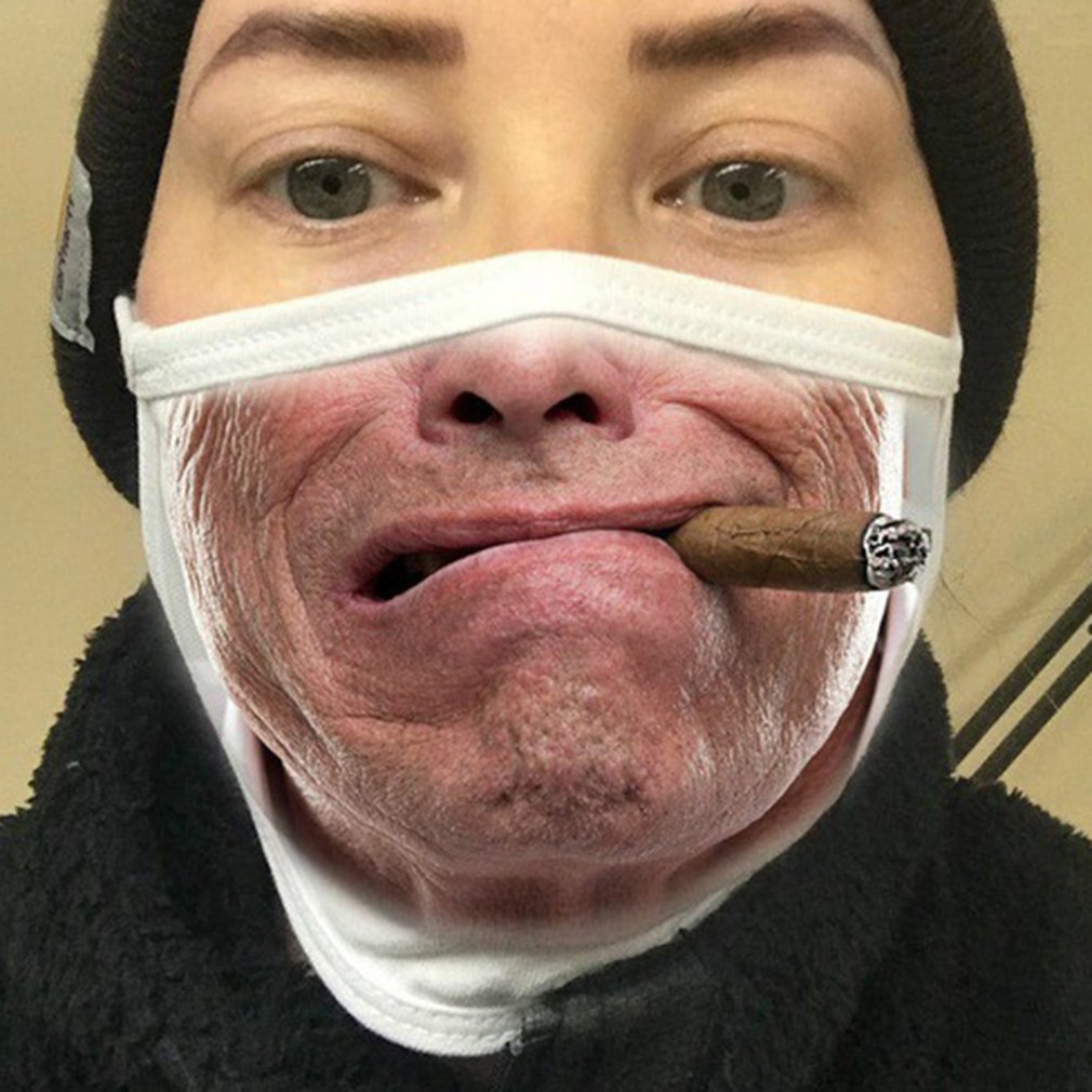 Funny Personality Facial Expressions Mask Dustproof Cotton Mask Men And Women Printed Mask Hanging Ear Mask