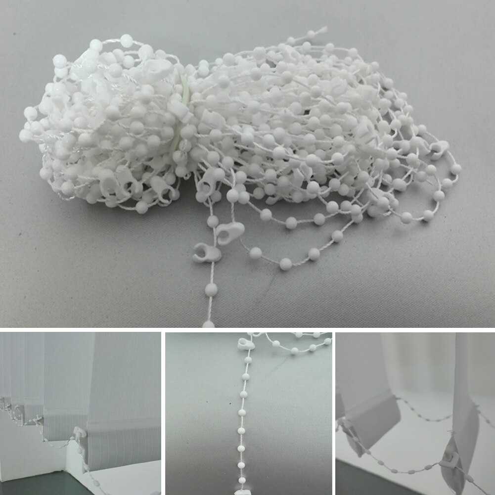 10M White Roller Shade Vertical Blinds Beads Chain for 89mm Slat Shutter Roman Shade Vertical Curtain Home Room Window Use