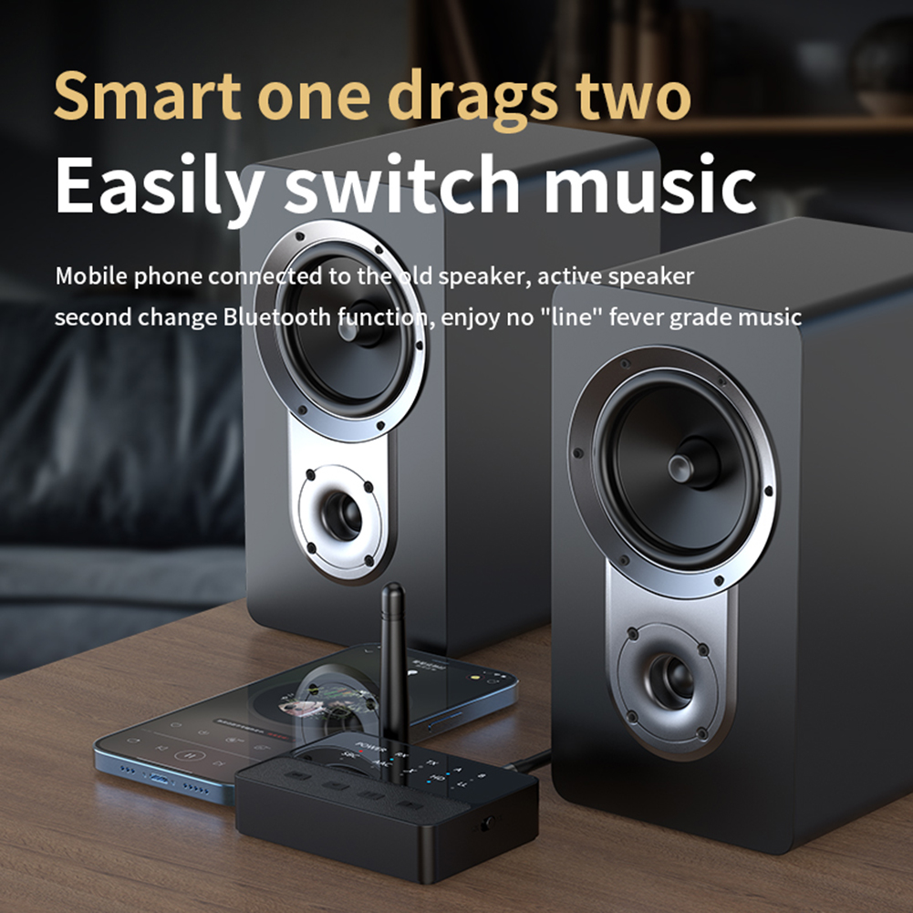 Bluetooth 5.3 aptX/HD/LL Audio Adapter 3.5mm Aux R/L Wireless Stereo Receiver Transmitter Connect two Bluetooth devices