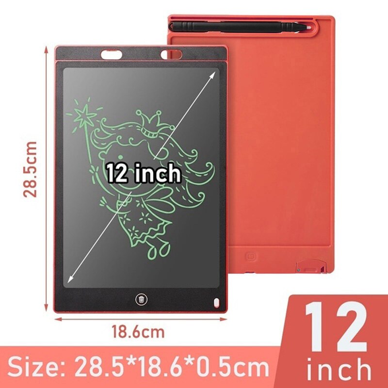 "4.4'' 8.5'' 12'' inch Writing Tablet Portable Drawing Graphics Handwriting Pad Smart LCD Electronic Notepad ultra-thin Board: 12inches red