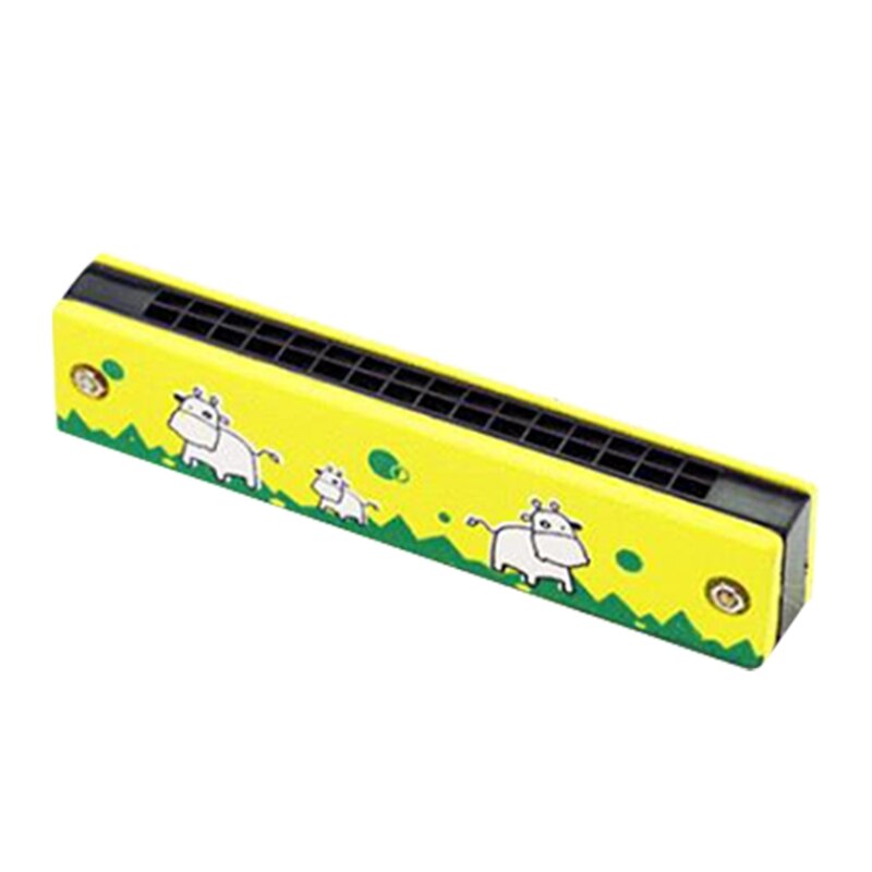 Double-Row 16 Hole Wooden Color Harmonica for Beginner Students Kids: 3TT401763-A