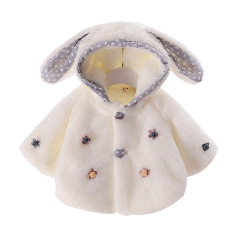 Bebê recém-nascido meninas casaco quente outono infantil menina bonito manto jaqueta miúdo dos desenhos animados doce com capuz casaco outerwear 0-3t crianças roupas: WHITE / 0-6M