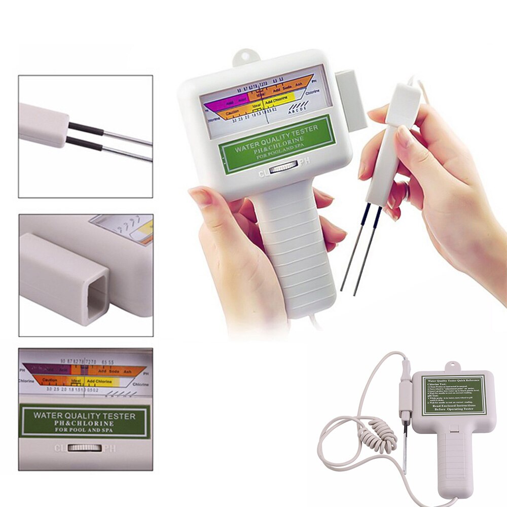 1 stk  -101 ph klor tester  cl2 akvarium vandchecker bærbar hjemmebassin spa ph test monitor meter whitenew