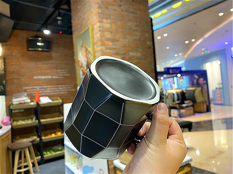 Geometrical line pattern Mug with spoon lid,office business tea mug Drinkware Mugs ,Personality Ceramic Coffee Cup