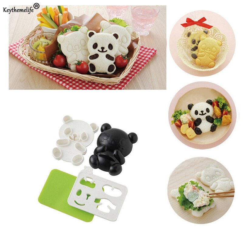 4pcs/set Panda Rice Mold DIY Sushi Mold Maker Dry Roasted Seaweed Cutter Sushi Making Kitchen Tools Bento Accessories